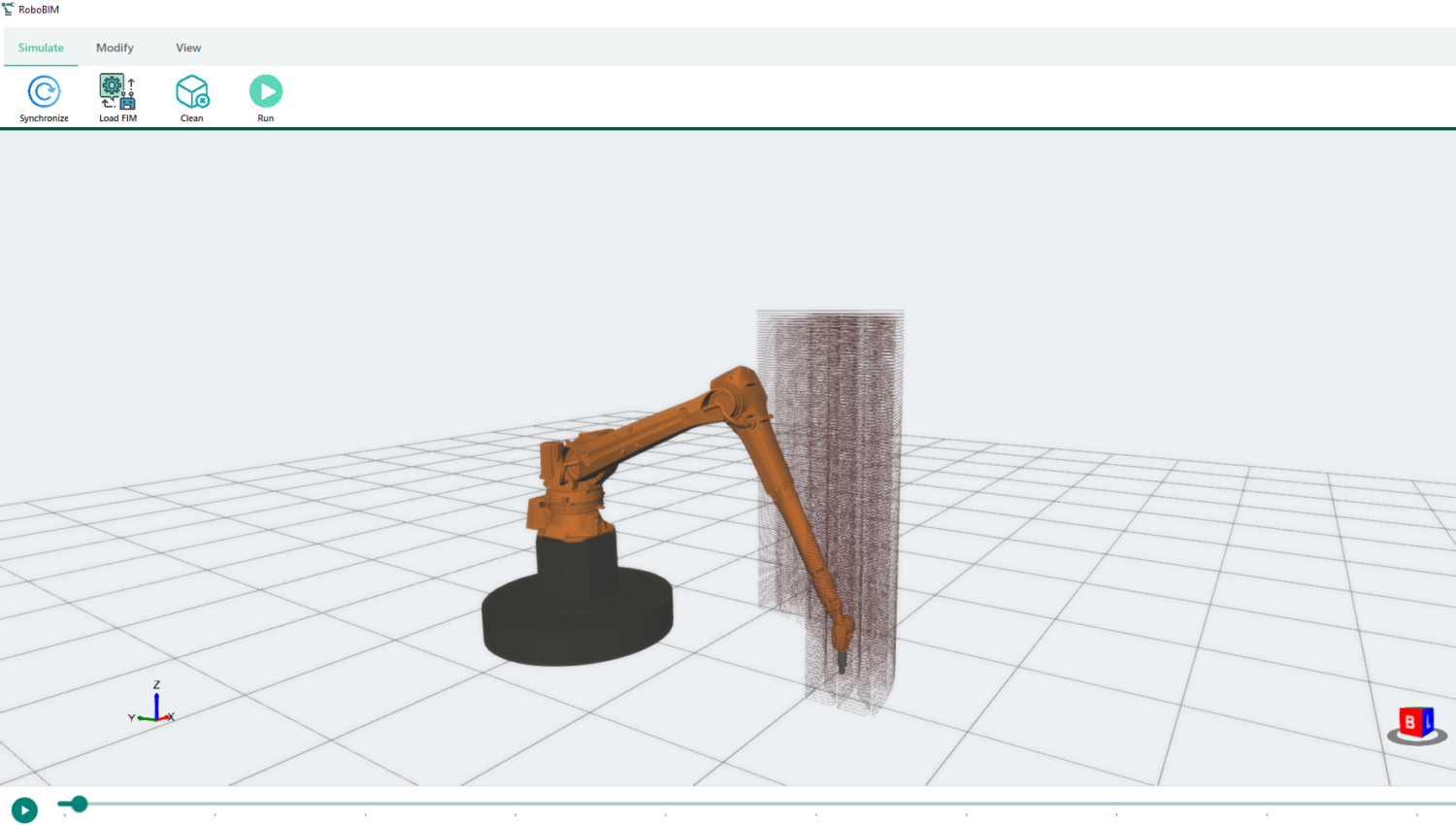 Fig. 2: Robot simulation tool animating the printing process / Credit: TUM AI